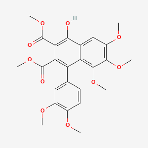 molecular formula C25H26O10 B1681868 1-(3,4-二甲氧基苯基)-2,3-双（甲氧基羰基）-4-羟基-6,7,8-三甲氧基萘 CAS No. 104756-72-1