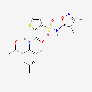 B1681942 N-(2-acetyl-4,6-dimethylphenyl)-3-(3,4-dimethylisoxazol-5-ylsulfamoyl)thiophene-2-carboxamide CAS No. 349453-49-2