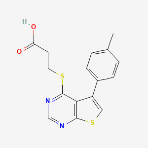 molecular formula C16H14N2O2S2 B1682033 3-[5-(4-甲基苯基)噻吩并[2,3-d]嘧啶-4-基]硫代丙酸 CAS No. 329907-28-0