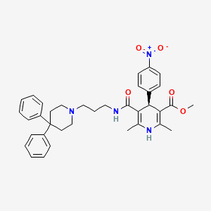 molecular formula C36H40N4O5 B1682095 5-[[[3-(4,4-二苯基-1-哌啶基)丙基]氨基]羰基]-1,4-二氢-2,6-二甲基-4-(4-硝基苯基)-3-吡啶甲酸甲酯盐酸盐 CAS No. 157066-76-7