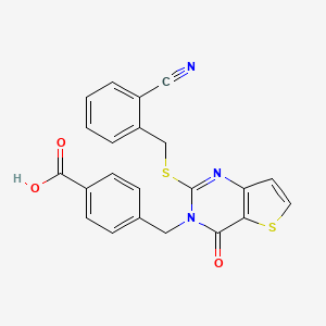 molecular formula C22H15N3O3S2 B1682173 4-[[2-[(2-氰基苯基)甲基硫代]-4-氧代噻吩并[3,2-d]嘧啶-3-基]甲基]苯甲酸 CAS No. 688347-51-5