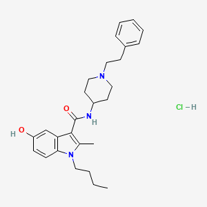 B1682337 1-Butyl-5-hydroxy-2-methyl-N-(1-(2-phenylethyl)-4-piperidyl)indole-3-carboxamide hydrochloride CAS No. 130838-15-2