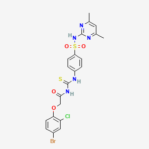 molecular formula C21H19BrClN5O4S2 B1682407 2-(4-bromo-2-chlorophenoxy)-N-(4-(N-(4,6-dimethylpyrimidin-2-yl)sulfamoyl)phenylcarbamothioyl)acetamide CAS No. 587841-73-4