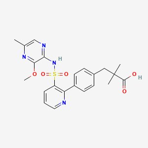 3-[4-[3-[(3-Methoxy-5-methylpyrazin-2-yl)sulfamoyl]pyridin-2-yl]phenyl]-2,2-dimethylpropanoic acid