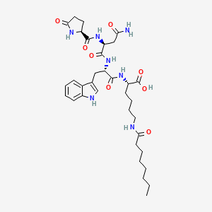 molecular formula C34H49N7O8 B1682421 L-Lysine, 5-oxo-L-prolyl-L-asparaginyl-L-tryptophyl-N6-(1-oxooctyl)- CAS No. 1026276-22-1