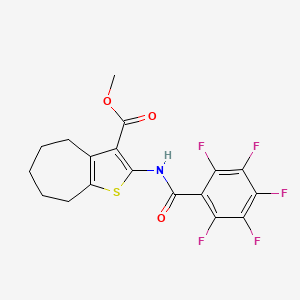 B1682437 methyl 2-[(2,3,4,5,6-pentafluorobenzoyl)amino]-5,6,7,8-tetrahydro-4H-cyclohepta[b]thiophene-3-carboxylate CAS No. 420089-51-6