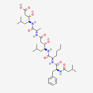 molecular formula C39H65N5O9 B1682471 异戊酰基-苯丙氨酸-苯丙氨酸-司他汀-丙氨酸-司他汀-OH CAS No. 98092-14-9