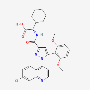 molecular formula C29H29ClN4O5 B1682472 (2S)-2-[[1-(7-chloroquinolin-4-yl)-5-(2,6-dimethoxyphenyl)pyrazole-3-carbonyl]amino]-2-cyclohexylacetic acid 