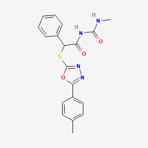 molecular formula C19H18N4O3S B1682488 N-(甲基氨基甲酰基)-2-{[5-(4-甲苯基)-1,3,4-恶二唑-2-基]硫代基}-2-苯基乙酰胺 CAS No. 875863-22-2