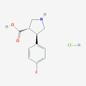 molecular formula C11H13ClFNO2 B168249 反式-4-(4-氟苯基)吡咯烷-3-羧酸盐酸盐 CAS No. 1330750-50-9