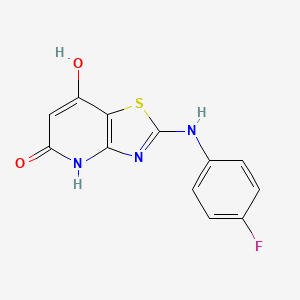 molecular formula C12H8FN3O2S B1682493 2-(4-氟苯氨基)噻唑并[4,5-B]吡啶-5,7-二醇 CAS No. 370073-65-7