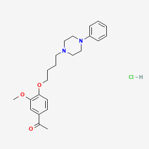 B1682498 Acetophenone, 3'-methoxy-4'-(4-(4-phenyl-1-piperazinyl)butoxy)-, monohydrochloride CAS No. 3439-67-6