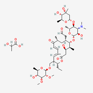 B1682566 2-[(4R,5S,6S,7R,9R,11E,13E,16R)-6-[(2R,3R,4R,5S,6R)-5-[(2S,4R,5S,6S)-4,5-dihydroxy-4,6-dimethyloxan-2-yl]oxy-4-(dimethylamino)-3-hydroxy-6-methyloxan-2-yl]oxy-16-ethyl-4-hydroxy-15-[[(2R,3R,4R,5R,6R)-5-hydroxy-3,4-dimethoxy-6-methyloxan-2-yl]oxymethyl]-5,9,13-trimethyl-2,10-dioxo-1-oxacyclohexadeca-11,13-dien-7-yl]acetaldehyde;2-hydroxypropanoic acid CAS No. 11034-63-2