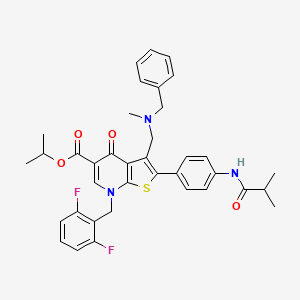 B1682580 Propan-2-yl 3-[[benzyl(methyl)amino]methyl]-7-[(2,6-difluorophenyl)methyl]-2-[4-(2-methylpropanoylamino)phenyl]-4-oxothieno[2,3-b]pyridine-5-carboxylate CAS No. 199119-18-1
