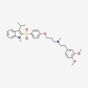 molecular formula C32H40N2O5S B1682620 N-(3,4-二甲氧基苯乙基)-3-(4-(3-异丙基-1-甲基-1H-吲哚-2-磺酰基)苯氧基)-N-甲基丙-1-胺 CAS No. 121346-32-5