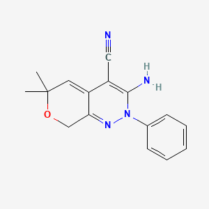 molecular formula C16H16N4O B1682630 3-amino-6,6-dimethyl-2-phenyl-8H-pyrano[4,5-e]pyridazine-4-carbonitrile CAS No. 185447-73-8