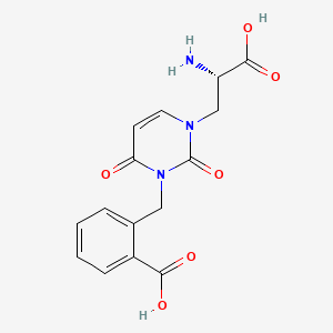 molecular formula C15H15N3O6 B1682675 (S)-1-(2-氨基-2-羧乙基)-3-(2-羧苄基)嘧啶-2,4-二酮 CAS No. 745055-91-8