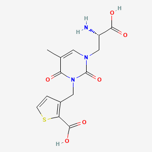 molecular formula C14H15N3O6S B1682676 (S)-1-(2-氨基-2-羧基乙基)-3(2-羧基噻吩-3-基甲基)-5-甲基嘧啶-2,4-二酮 CAS No. 902464-46-4