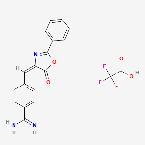 molecular formula C19H14F3N3O4 B1682690 4-[(E)-(5-oxo-2-phenyl-1,3-oxazol-4-ylidene)methyl]benzenecarboximidamide;2,2,2-trifluoroacetic acid CAS No. 1186653-73-5