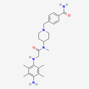molecular formula C26H37N5O2 B1682717 4-((4-(2-((4-amino-2,3,5,6-tetramethylphenyl)amino)-N-methylacetamido)piperidin-1-yl)methyl)benzamide CAS No. 704869-38-5