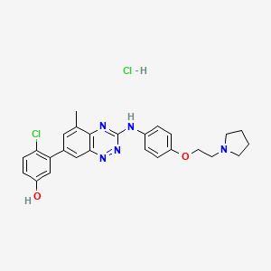 molecular formula C26H27Cl2N5O2 B1682777 4-chloro-3-[5-methyl-3-[4-(2-pyrrolidin-1-ylethoxy)anilino]-1,2,4-benzotriazin-7-yl]phenol;hydrochloride CAS No. 867331-64-4