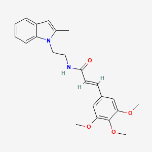 molecular formula C23H26N2O4 B1682783 (E)-N-[2-(2-methylindol-1-yl)ethyl]-3-(3,4,5-trimethoxyphenyl)prop-2-enamide CAS No. 1164462-05-8