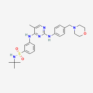 molecular formula C26H34N6O3S B1682784 N-(tert-Butyl)-3-((5-methyl-2-((4-(morpholinomethyl)phenyl)-amino)pyrimidin-4-yl)amino)benzenesulfonamide CAS No. 936091-15-5