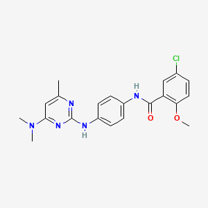 molecular formula C21H22ClN5O2 B1682785 5-chloro-N-(4-((4-(dimethylamino)-6-methylpyrimidin-2-yl)amino)phenyl)-2-methoxybenzamide CAS No. 946369-04-6