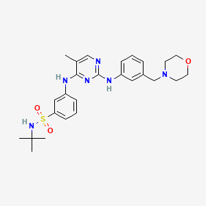 molecular formula C26H34N6O3S B1682787 N-(1,1-二甲基乙基)-3-[[5-甲基-2-[[3-(4-吗啉基甲基)苯基]氨基]-4-嘧啶基]氨基]苯磺酰胺 CAS No. 936091-56-4