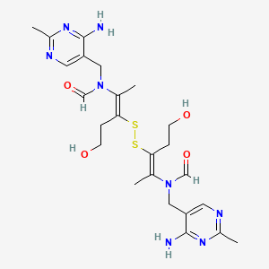 molecular formula C24H34N8O4S2 B1682795 甲酰胺，N，N'-(二硫代双(2-(2-羟乙基)-1-甲基-2,1-亚乙基))双(N-((4-氨基-2-甲基-5-嘧啶基)甲基)- CAS No. 67-16-3