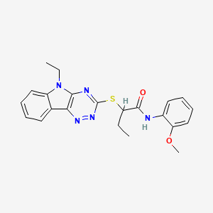 molecular formula C22H23N5O2S B1682839 2-(5-乙基-5H-[1,2,4]三嗪并[5,6-b]吲哚-3-硫基)-N-(2-甲氧苯基)丁酰胺 CAS No. 522650-83-5
