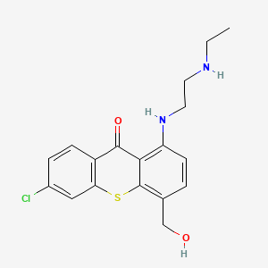 molecular formula C18H19ClN2O2S B1682841 9H-Thioxanthen-9-one, 6-chloro-1-((2-(ethylamino)ethyl)amino)-4-(hydroxymethyl)- CAS No. 57292-30-5