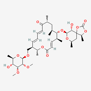 molecular formula C37H56O14 B1682843 (3E,5S,6S,7S,9R,11E,13E,15R,16R)-15-[[(2R,3R,4R,5R,6R)-5-hydroxy-3,4-dimethoxy-6-methyloxan-2-yl]oxymethyl]-6-[[(4S,6R,7S,9R)-6-hydroxy-4,9-dimethyl-2-oxo-1,3,8-trioxaspiro[4.5]decan-7-yl]oxy]-5,7,9,16-tetramethyl-1-oxacyclohexadeca-3,11,13-triene-2,10-dione CAS No. 112008-27-2