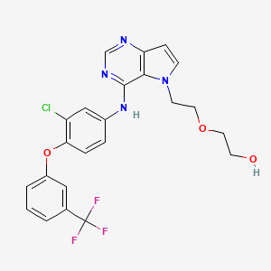 molecular formula C23H20ClF3N4O3 B1682855 2-(2-(4-((3-氯-4-(3-(三氟甲基)苯氧基)苯基)氨基)-5H-吡咯并[3,2-d]嘧啶-5-基)乙氧基)乙醇 CAS No. 871026-18-5