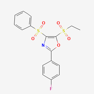 molecular formula C17H14FNO5S2 B1682873 5-(Ethylsulfonyl)-2-(4-fluorophenyl)-4-(phenylsulfonyl)-1,3-oxazole CAS No. 891020-54-5