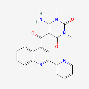 molecular formula C21H17N5O3 B1682918 6-氨基-1,3-二甲基-5-[2-(吡啶-2-基)喹啉-4-羰基]-1,2,3,4-四氢嘧啶-2,4-二酮 CAS No. 945008-17-3