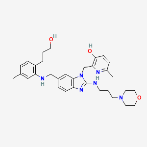 B1682921 2-[[6-[[[2-(3-Hydroxypropyl)-5-Methylphenyl]amino]methyl]-2-[[3-(4-Morpholinyl)propyl]amino]-1h-Benzimidazol-1-Yl]methyl]-6-Methyl-3-Pyridinol CAS No. 857066-90-1