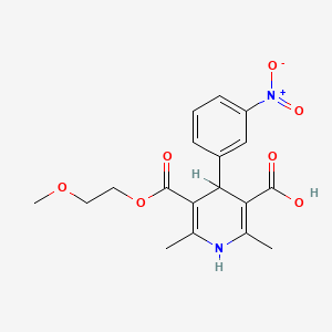 molecular formula C18H20N2O7 B1683074 3,5-吡啶二甲酸，1,4-二氢-2,6-二甲基-4-(3-硝基苯基)-，3-(2-甲氧基乙基)酯 CAS No. 74936-76-8