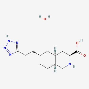 B1683121 3-Isoquinolinecarboxylic acid, decahydro-6-(2-(1H-tetrazol-5-yl)ethyl)-, monohydrate, (3S,4aR,6R,8aR)- CAS No. 317819-68-4