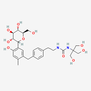molecular formula C27H38N2O10 B1683213 1-(1,3-dihydroxy-2-(hydroxymethyl)propan-2-yl)-3-(4-(4-hydroxy-2-methyl-5-((2S,3R,4R,5S,6R)-3,4,5-trihydroxy-6-(hydroxymethyl)tetrahydro-2H-pyran-2-yl)benzyl)phenethyl)urea CAS No. 957772-01-9