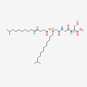 molecular formula C36H66N2O7 B1683285 3-hydroxy-2-[[2-[[14-methyl-3-[(E)-13-methyltetradec-4-enoyl]oxypentadecanoyl]amino]acetyl]amino]propanoic acid CAS No. 96053-97-3