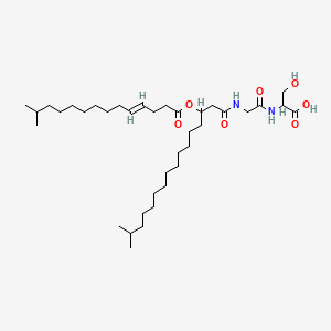 molecular formula C37H68N2O7 B1683286 3-hydroxy-2-[[2-[[15-methyl-3-[(E)-13-methyltetradec-4-enoyl]oxyhexadecanoyl]amino]acetyl]amino]propanoic acid CAS No. 96053-96-2