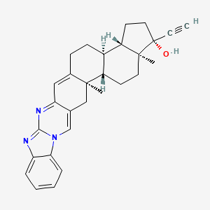 B1683309 (3R,4S,7S,8R,11S,12R)-8-Ethynyl-3,7-dimethyl-18,20,27-triazaheptacyclo[15.11.0.03,15.04,12.07,11.019,27.021,26]octacosa-1(28),15,17,19,21,23,25-heptaen-8-ol CAS No. 144177-32-2