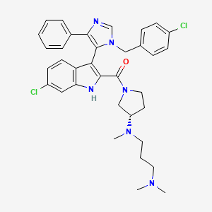 molecular formula C35H38Cl2N6O B1683313 N-[(3S)-1-({6-chloro-3-[1-(4-chlorobenzyl)-4-phenyl-1H-imidazol-5-yl]-1H-indol-2-yl}carbonyl)pyrrolidin-3-yl]-N,N',N'-trimethylpropane-1,3-diamine CAS No. 1067654-70-9