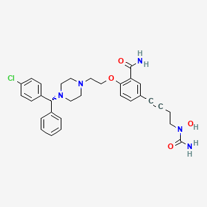 molecular formula C31H34ClN5O4 B1683355 5-(4-(Carbamoyl(hydroxy)amino)but-1-ynyl)-2-(2-(4-((R)-(4-chlorophenyl)-phenyl-methyl)piperazin-1-yl)ethoxy)benzamide CAS No. 299460-62-1