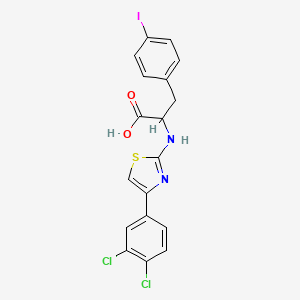 molecular formula C18H13Cl2IN2O2S B1683368 2-[[4-(3,4-Dichlorophenyl)thiazol-2-yl]amino]-3-(4-iodophenyl)propanoic acid CAS No. 1027102-50-6