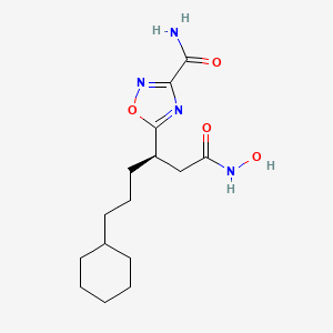 molecular formula C15H24N4O4 B1683372 (R)-5-(6-cyclohexyl-1-(hydroxyamino)-1-oxohexan-3-yl)-1,2,4-oxadiazole-3-carboxamide CAS No. 348622-88-8