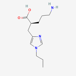 molecular formula C12H21N3O2 B1683374 (2s)-5-Amino-2-[(1-Propyl-1h-Imidazol-4-Yl)methyl]pentanoic Acid CAS No. 400044-47-5