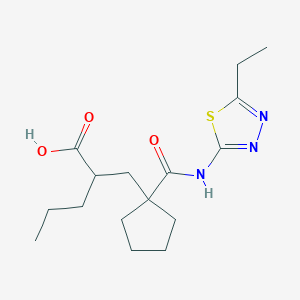 molecular formula C16H25N3O3S B1683376 2-[[1-[(5-ethyl-1,3,4-thiadiazol-2-yl)carbamoyl]cyclopentyl]methyl]pentanoic Acid CAS No. 337962-93-3