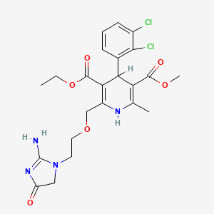 molecular formula C23H26Cl2N4O6 B1683382 3-O-ethyl 5-O-methyl 2-[2-(2-amino-5-oxo-4H-imidazol-3-yl)ethoxymethyl]-4-(2,3-dichlorophenyl)-6-methyl-1,4-dihydropyridine-3,5-dicarboxylate CAS No. 97290-20-5
